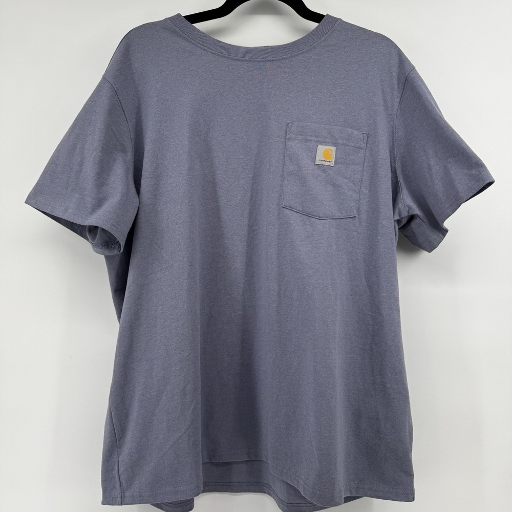 Carhartt Men T-Shirt XL Loose Fit Lt. Purple Pocket Logo Short Sleeve Work Shirt - Picture 2 of 8